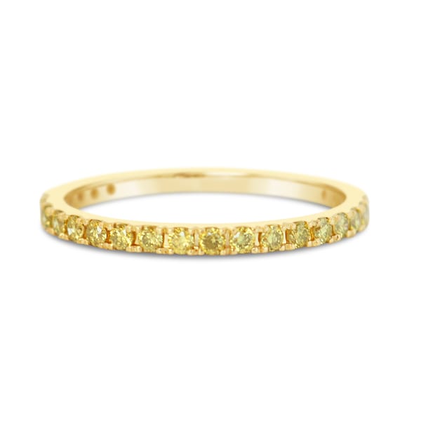 Yellow Diamond Eternity Ring 18k 14k Gold or Platinum 1.6mm . Full 3/4 or Half Eternity Wedding Band . Yellow White Rose Gold Ring