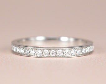 2.2mm Diamond Eternity Band . Pave Set 1.3mm F G VS1 Natural Conflict Free Diamonds . Yellow Rose White 14k 18k Gold Platinum