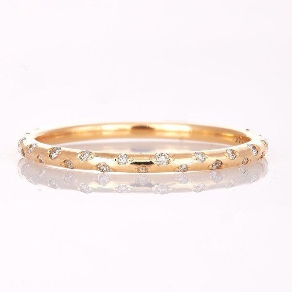 Diamond Sprinkles Ring . 14k 18k Gold Diamond Wedding Band . Diamond Stacking Ring . Celestial Diamond Band . Yellow White Rose Gold