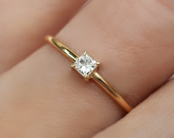 Baby Princess Cut Diamond Ring. Princess Diamond Engagement Ring . Promise Ring . Square Ring . 14k 18k Yellow Rose White Gold Platinum