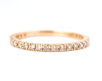 Champagne Diamond Eternity Ring 18k 14k Gold or Platinum 1.6mm . Diamond Wedding Band . Anniversary Ring . Yellow White Rose Gold Ring