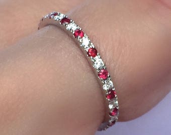 Diamond and Ruby Eternity Ring . 18k 14k Gold . Half Full Eternity . Wedding Band . Red Ruby Eternity . Yellow White Rose Gold . Polamai