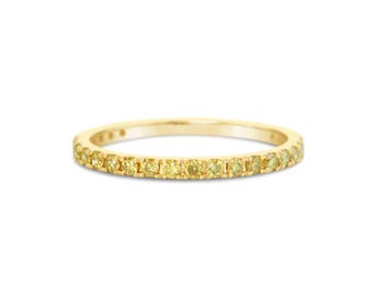 Yellow Diamond Eternity Ring 18k 14k Gold or Platinum 1.6mm . Full 3 4 or Half Eternity Wedding Band . Yellow White Rose Gold Ring . Polamai