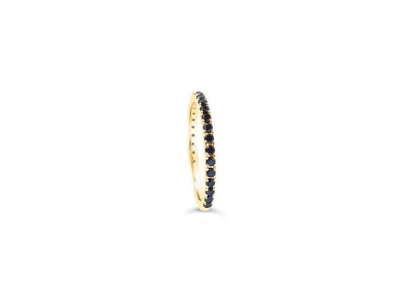 Black Diamond Eternity Ring 18k 14k Gold or Platinum 1.6mm . Natural Black Diamond Band . Wedding Band . Yellow White Rose Gold Ring image 3