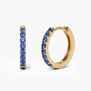 Natuurlijke korenbloemblauwe saffieroorringen van 1,5 mm. 14k 18k massief goud. Natuurlijke blauwe saffieroorbellen 9 mm 12 mm 15 mm. AAA-saffier
