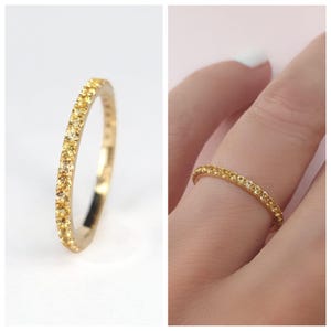 Gelber Saphir Ring. Gelber Saphir Eternity Band Gelber Saphir Ehering . Zusteckband 14k 18k Gelb Rose Weiß Gold Polamai