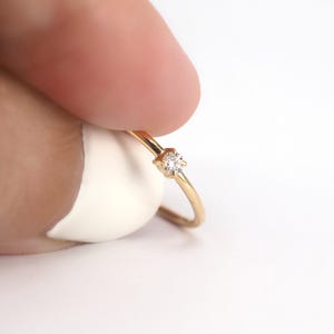 Natural Diamond Ring. Dainty Diamond Ring . Small Diamond Engagement Ring . Tiny Diamond Ring . 14k 18k Yellow Rose White Gold Polamai image 3