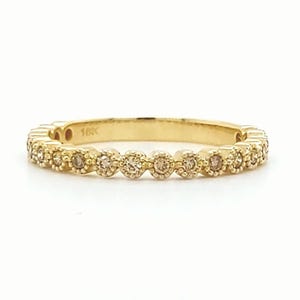 Brown Diamond Eternity Band . Milligrain Edge Round Bezel Set . Wedding Ring . Half 14k 18k White Yellow Rose Gold Platinum . Polamai