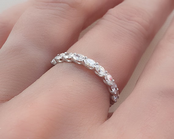 Oval Diamond Eternity Ring 2mm Oval Diamond Band Prong Set