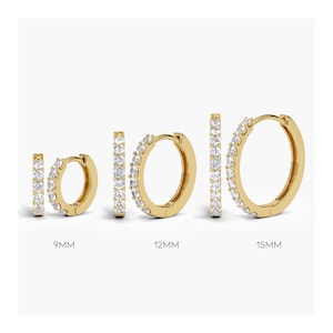 1.5mm Natural EF Color Diamond Hoop Earrings . 14k 18k Solid Gold 9mm Diamond Huggie Hoops . 12mm 15mm Diamond Earrings Earth Mined Diamonds