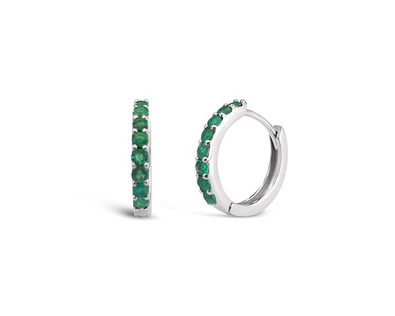 Emerald hoop earrings yellow gold discount