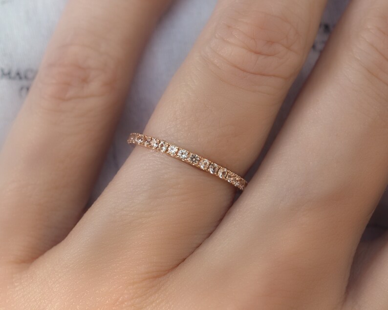 Peach Sapphire Ring 1.6mm . Eternity Band. Wedding Ring . Etsy