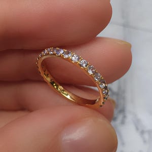 Natural Tanzanite Eternity Ring 2mm . Rose Yellow White 14k 18k Gold . Stacking Ring Wedding Band . Tanzanite Ring Engagement Band Polamai