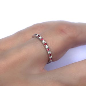 Diamond and Ruby Eternity Ring . 18k 14k Gold . Half Full Eternity . Wedding Band . Red Ruby Eternity . Yellow White Rose Gold . Polamai