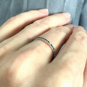 Blue Diamond Eternity Ring 18k 14k . Full or Half Eternity Band . Wedding Band Micro Pave Ring . Solid Yellow White Gold . Polamai image 2