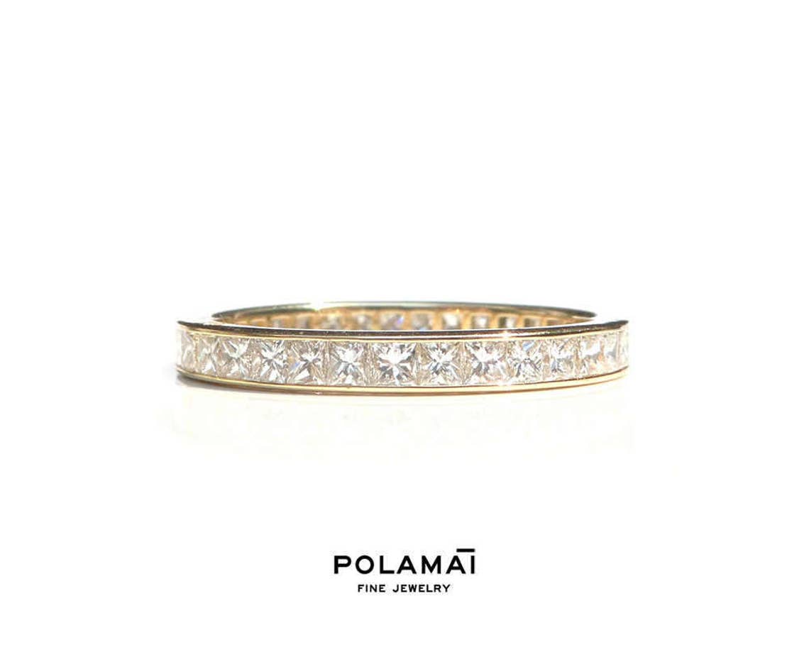 Classic Diamond Created Eternity Princess Cut Ring In 18K White Gold Plated