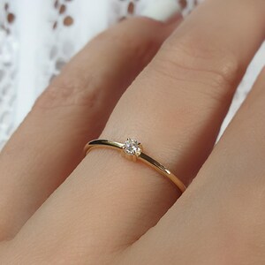 Natural Diamond Ring. Dainty Diamond Ring . Small Diamond Engagement Ring . Tiny Diamond Ring . 14k 18k Yellow Rose White Gold Polamai image 7