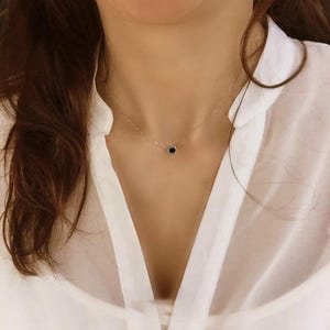 Black Diamond Necklace .08 to .30 18k Gold . Black Diamond Pendant Necklace . Yellow White Rose Solid Gold . Minimal