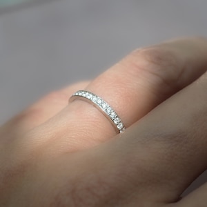 Ready To Ship. 2.2mm Diamond Eternity Band Pave Set 1.3mm F G VS1 Natural Diamonds White Gold 18K Half Eternity. US 3.75-5.75 Gift for Her image 5