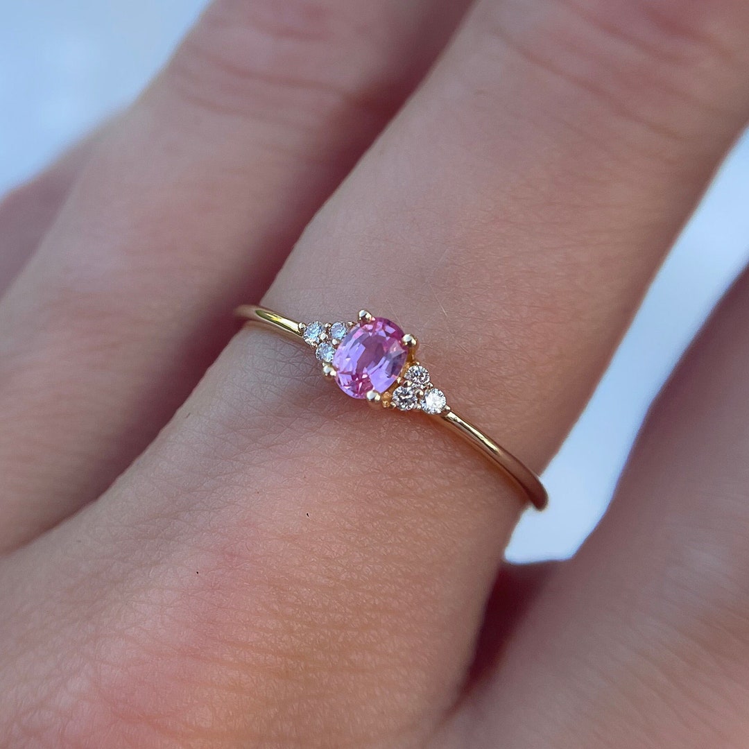 Natural Pink Sapphire and Diamond Ring main image 0