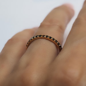 Black Diamond Eternity Ring 18k 14k Gold or Platinum 1.6mm . Natural Black Diamond Band . Wedding Band . Yellow White Rose Gold Ring image 7