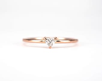 Baby Heart Cut Diamond Ring . Diamond Heart Ring . Love Ring . Promise Ring . Engagement Ring . 14k 18k Yellow Rose White Gold Platinum
