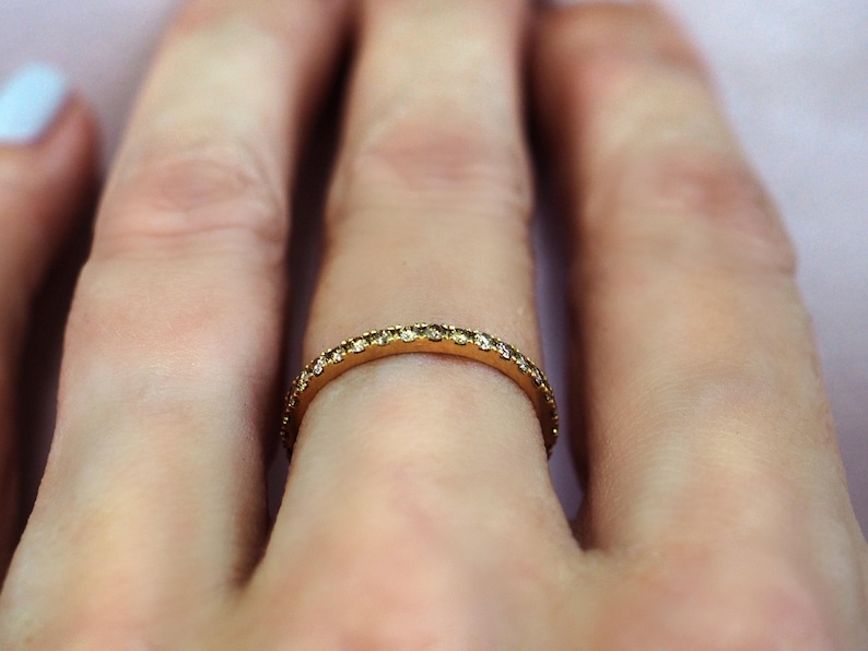 Brown Diamond Eternity Ring 18k 14k Gold or Platinum 1.6mm . Brown Diamond Band . Wedding Band . Anniversary Ring . Yellow White Rose Gold image 3