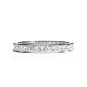 Princess Cut Diamond Eternity Ring 2.4mm 18k . Wedding Band . Full Half Eternity . Channel Setting. Yellow Rose White Gold . Platinum image 4