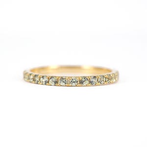 Light Green Sapphire Ring . Green Sapphire Eternity Band . Green Wedding Band . Light Green Stacking Band . 14k 18k Yellow Rose White Gold