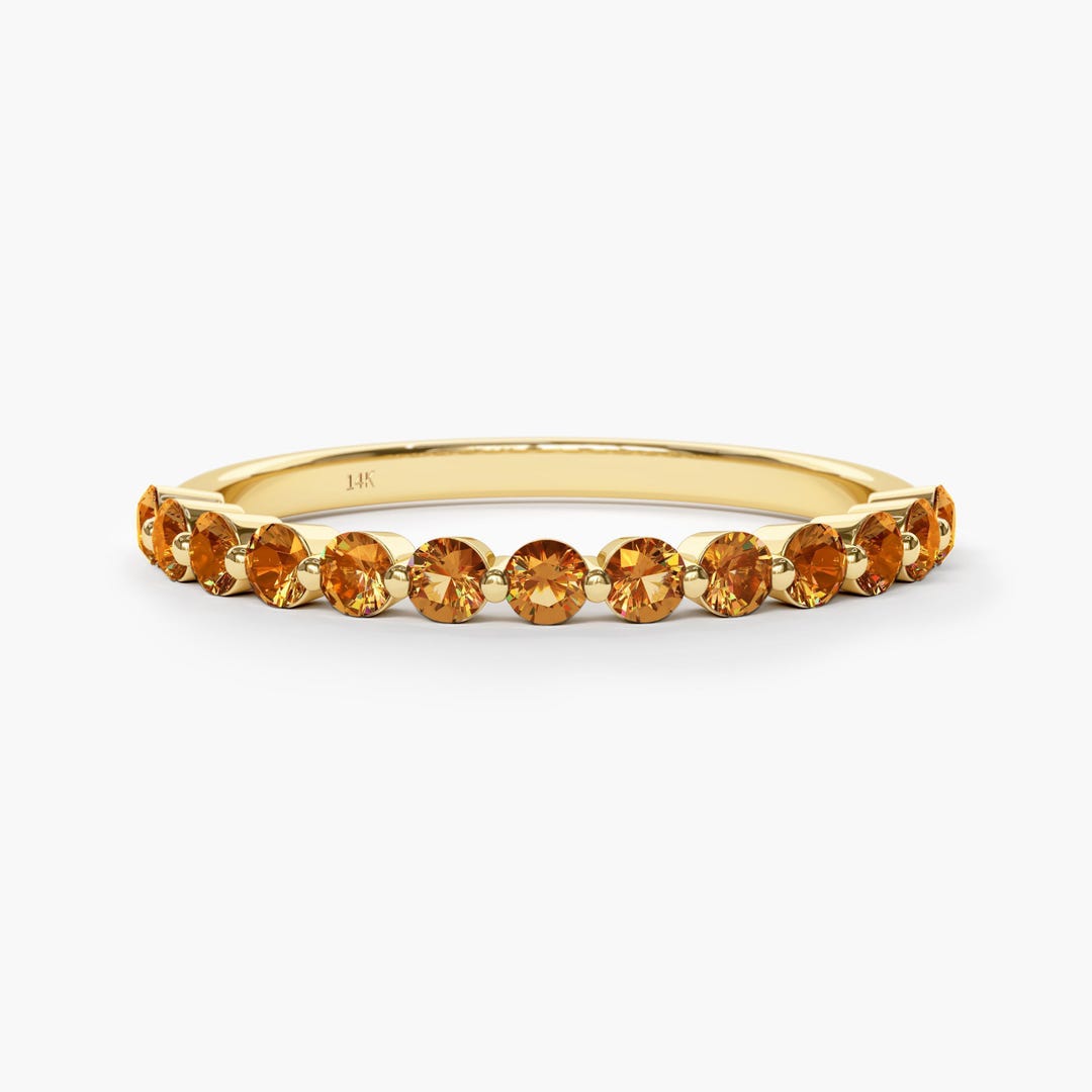 Honey Citrine 2mm Floating Single Prong Band . November Birthstone Ring ...