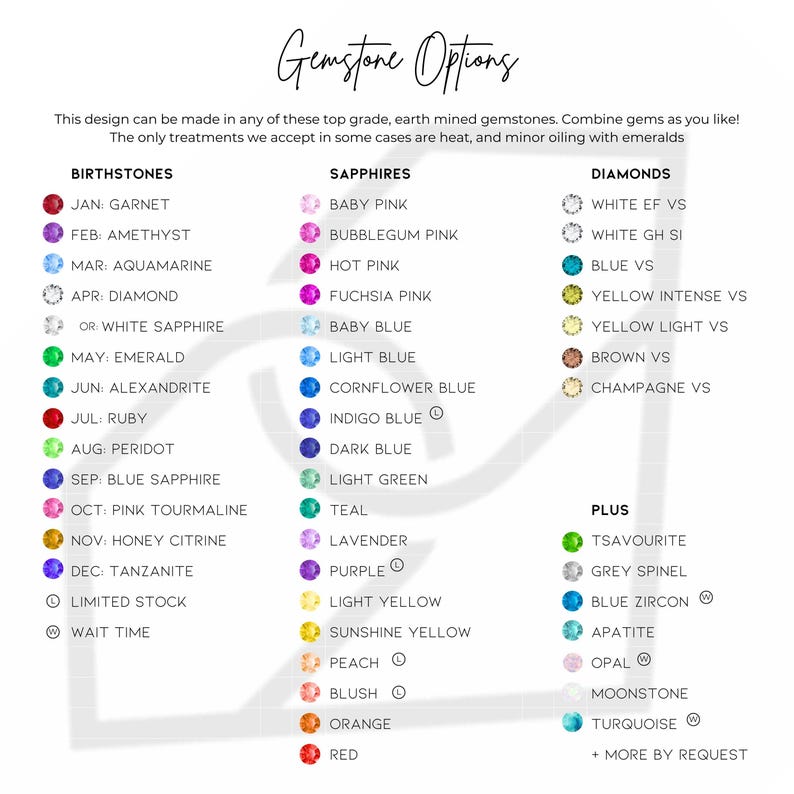 a list of different colors and names on a white background