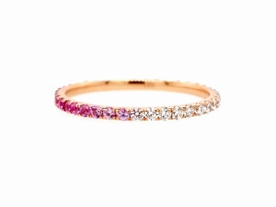 Pink Ombre Sapphire and Diamond Bracelet 18K Rose Gold / 6.75