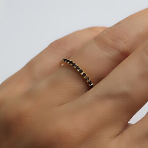 Black Diamond Eternity Ring 18k 14k Gold or Platinum 1.6mm . Natural Black Diamond Band . Wedding Band . Yellow White Rose Gold Ring image 6