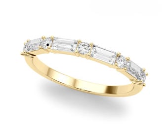 2.2mm Natural Diamond Baguette Ring . 0.63ctw EF Color genuine diamonds . Baguette Diamond Wedding Band . 14k 18k Gold Platinum Band Polamai
