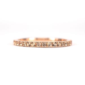 Peach Sapphire Ring 1.6mm . Eternity Band Wedding Ring . Natural Madagascan Peach Sapphire Band Yellow White Rose 14k 18k Solid Gold Polamai