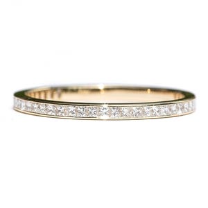Princess Cut Diamond Eternity Ring 1.8mm 18k 14k. Wedding Band . Full 3 4 Half Eternity . Channel Setting. Yellow Rose White Gold Platinum