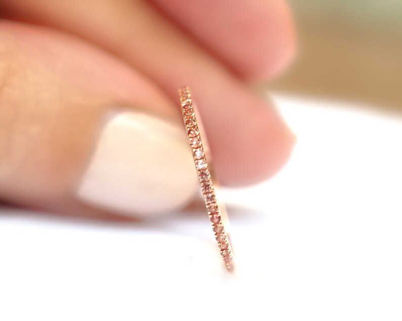 Peach Sapphire Eternity Ring 14k 18k Gold . Stacking Ring . Etsy