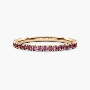 Natural Pink Tourmaline Band 2mm 18k 14k Gold or Platinum Pink Tourmaline Eternity Band Pink Tourmaline Wedding Band October Birthstone Gift