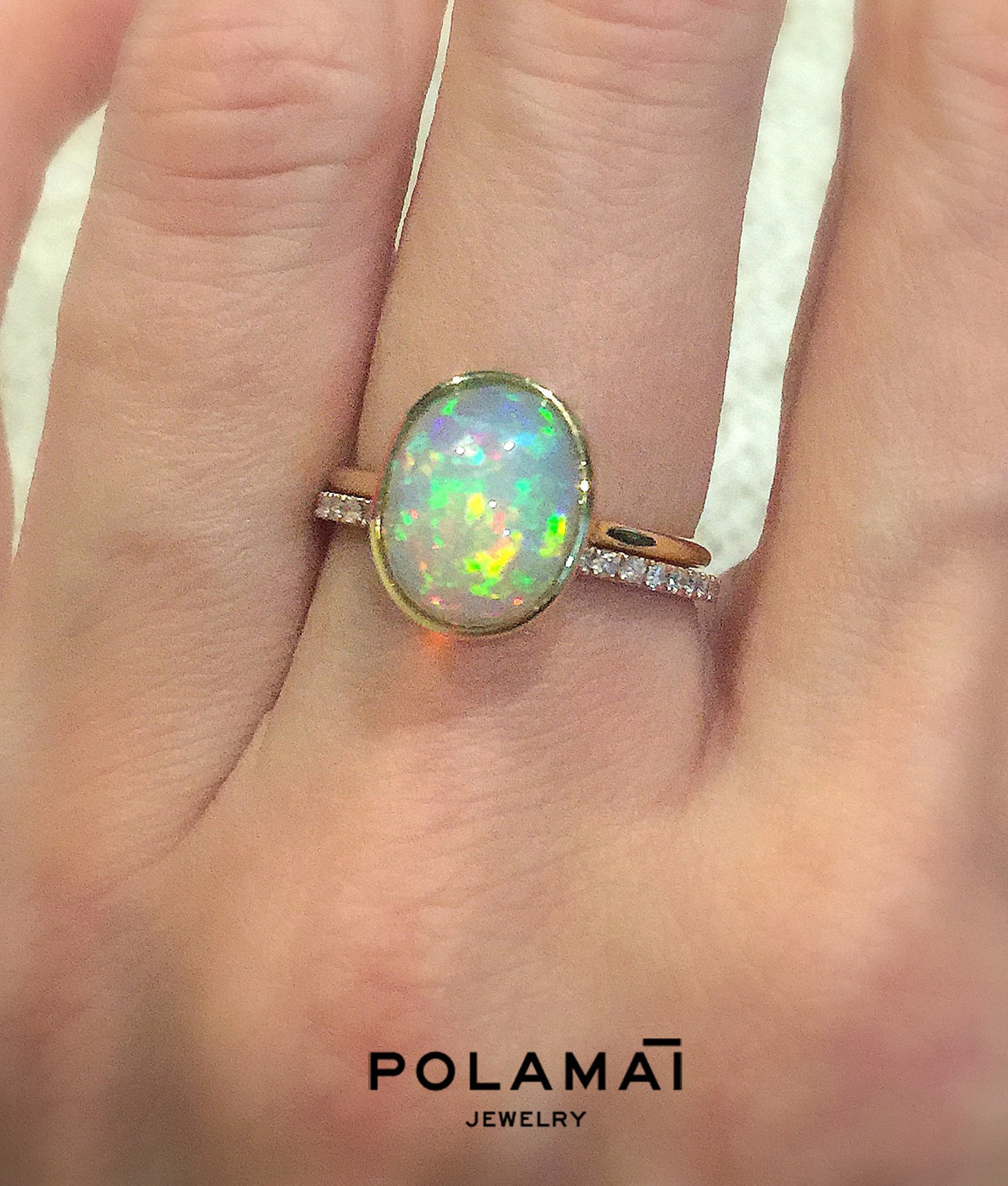 Large Oval Opal Ring 14k 18k Bezel Set Statement Ring . Etsy