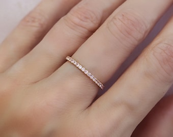 Ready to Ship. Baby Pink Sapphire Eternity Ring Half Eternity 14k Yellow Gold US size 4.25 to 6.25 Light Pink Wedding Band Gift for Her