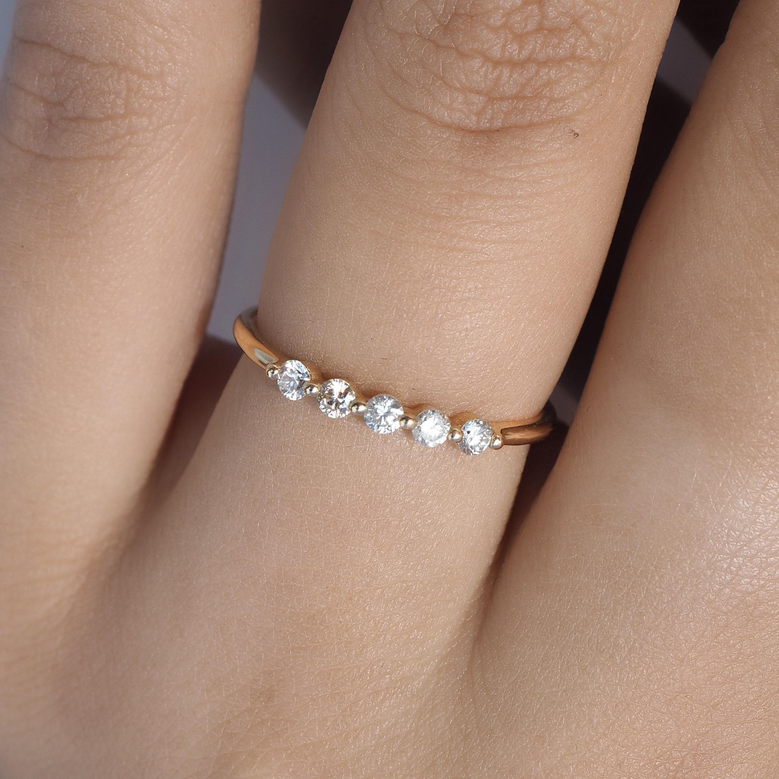 5 Floating Diamond Ring . Natural Diamond Band 2mm . Bubble Diamond 5 Floating Diamond Ring . Natural Diamond Band 2mm . Bubble Diamond