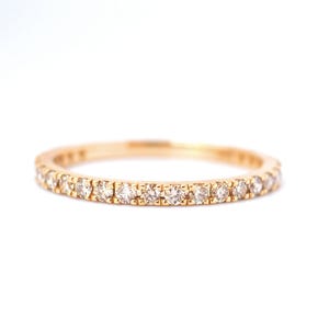 Champagne Diamond Eternity Ring 18k 14k Gold or Platinum 1.6mm . Diamond Wedding Band . Anniversary Ring Yellow White Rose Gold Ring Polamai