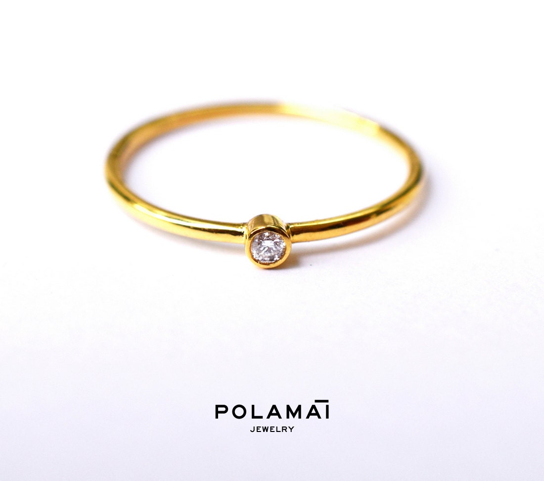 Baby Diamond Ring 14k 18k 0.03 to 0.07 Diamond Stacking Ring . Etsy