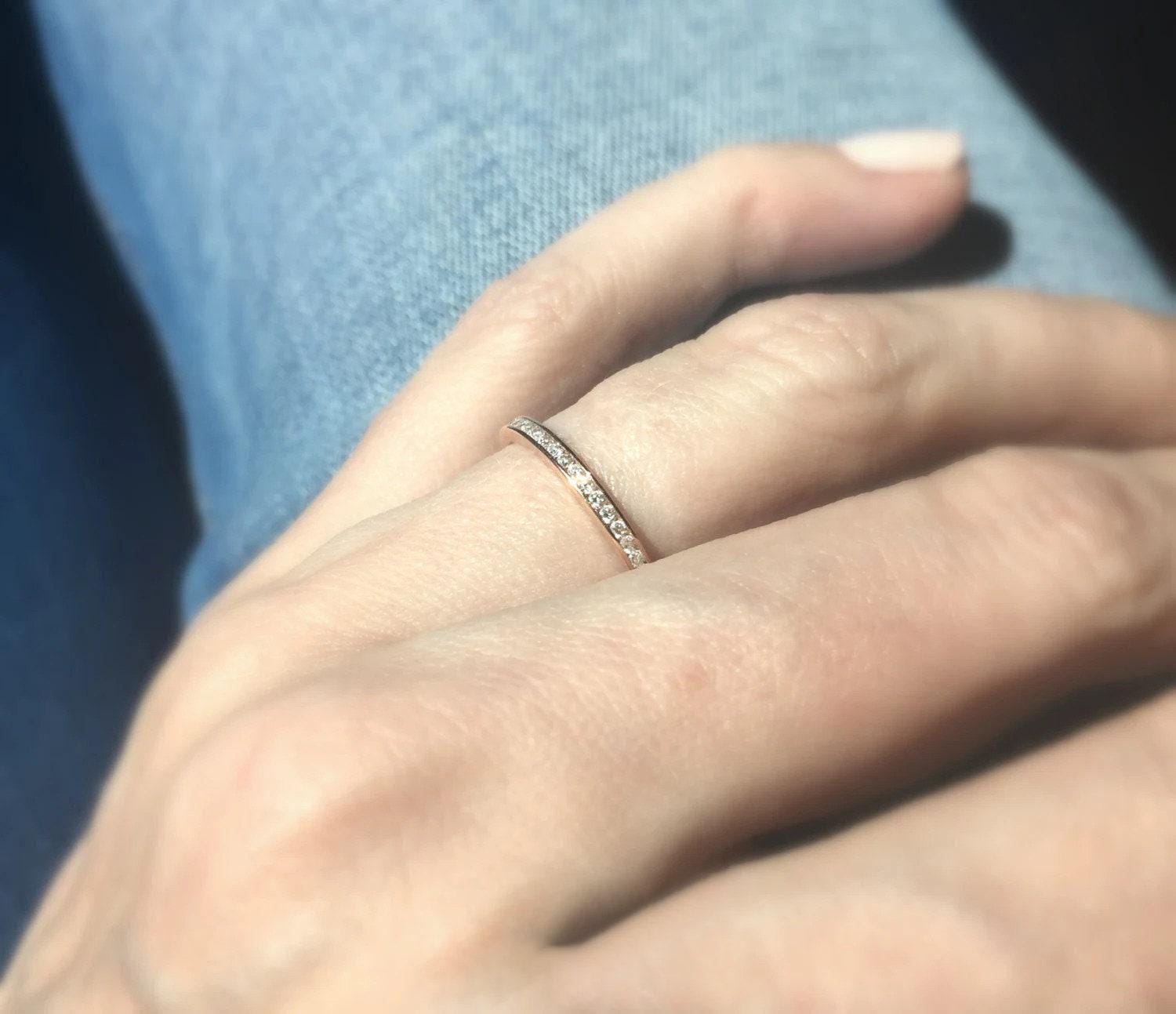 Channel Set Diamond Eternity Ring . Stacking Ring. Wedding Band . 0 ...