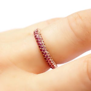 Pink Ombre Sapphire Eternity Band 3 Row 2.7mm Width . 18k 14k Wedding Band . Sapphire Wedding Band . Wide Band . Yellow White Rose Gold