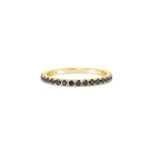 Black Diamond Eternity Ring 18k 14k Gold or Platinum 1.6mm . Natural Black Diamond Band . Wedding Band . Yellow White Rose Gold Ring image 1