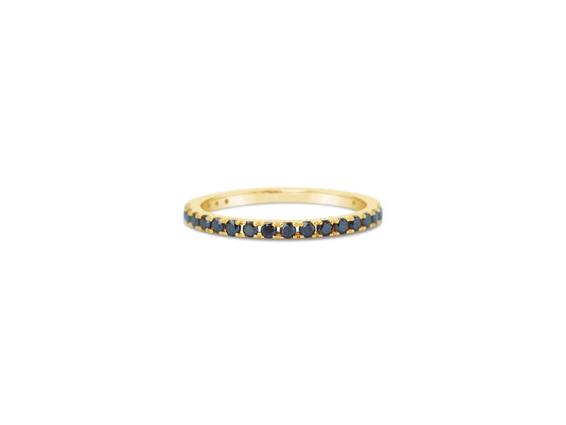 Black Diamond Eternity Ring 18k 14k Gold or Platinum 1.6mm . Natural Black Diamond Band . Wedding Band . Yellow White Rose Gold Ring image 1