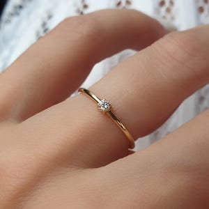 Natural Diamond Ring. Dainty Diamond Ring . Small Diamond Engagement Ring . Tiny Diamond Ring . 14k 18k Yellow Rose White Gold Polamai image 5