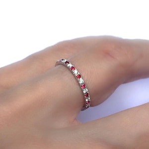 Diamond and Ruby Eternity Ring . 18k 14k Gold . Half Full Eternity . Wedding Band . Red Ruby Eternity . Yellow White Rose Gold . Polamai