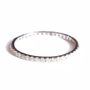 Ready to Ship . White 14k Gold Eternity Ring US 6.75 Full Eternity Style Diamond Eternity Band Wedding Band Micro Pave Ring Gift for Her